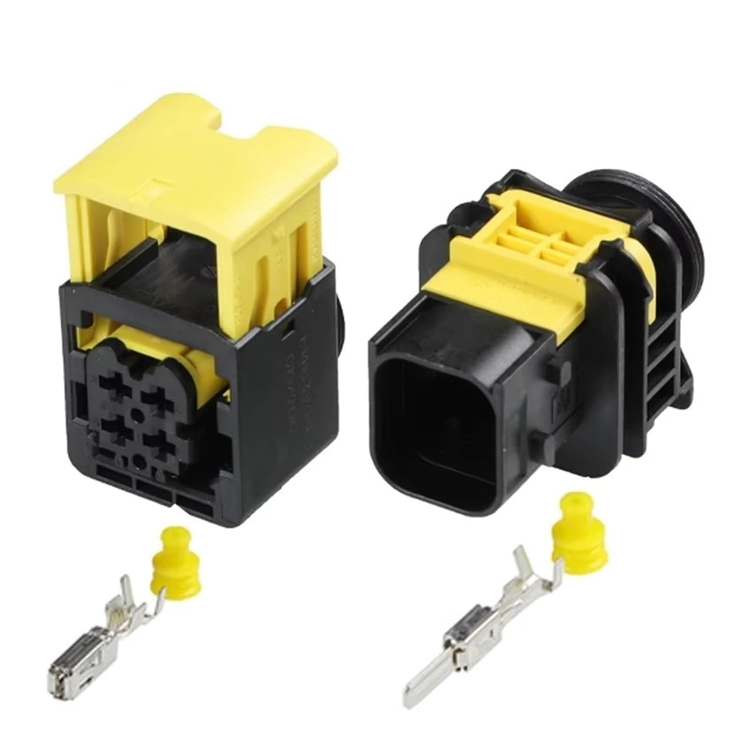 1-20 Sets 4 Pin Yellow Black Auto IP67 Automotive Electrical Male Female Connector 1-1418390-1 1-1703818-1(Female,10 Sets_4P)