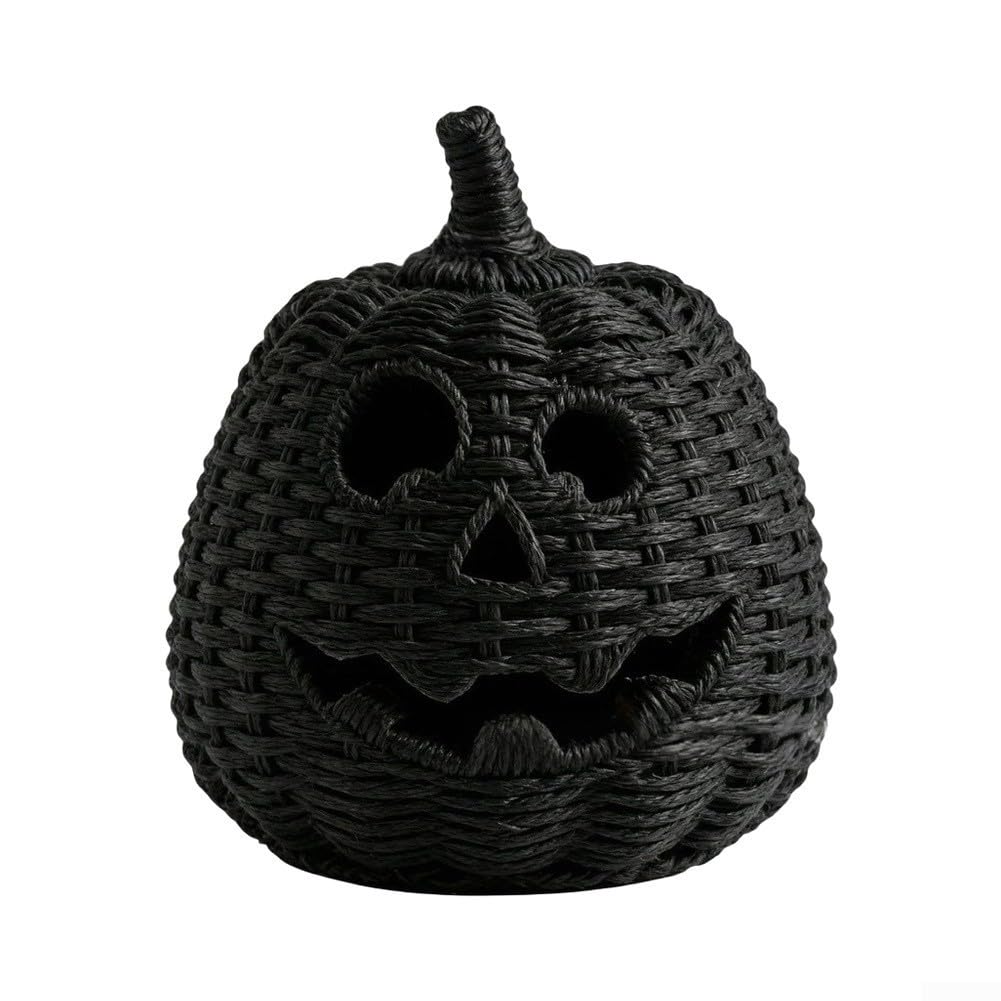 Lanterna di Halloween in tessuto di paglia con Jack-o-Lantern (zucca