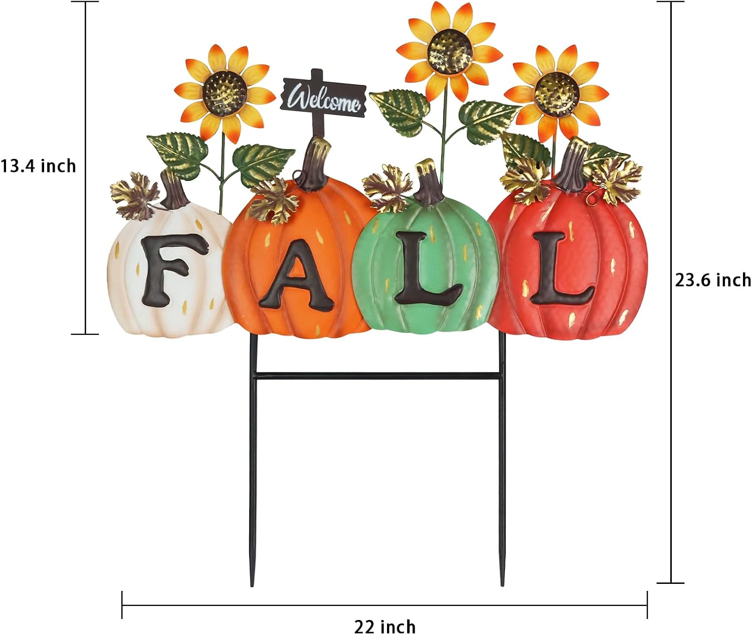 YEAHOME Fall Decorations Outdoor, Fall Letter Pumpkin Decorative Garden Stakes with Sunflower for Fall Decor, Metal Yard Signs for Home Outside Garden Lawn Porch Thanksgiving Decorations