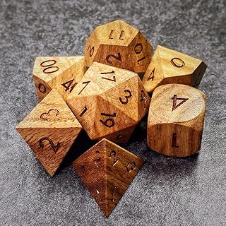 Sage's Portal Trees DND Dice Set 7-Pc Wood Polyhedral Dice for Dungeons and Dragons TTRPG Pathfinder (Cherry Wood)