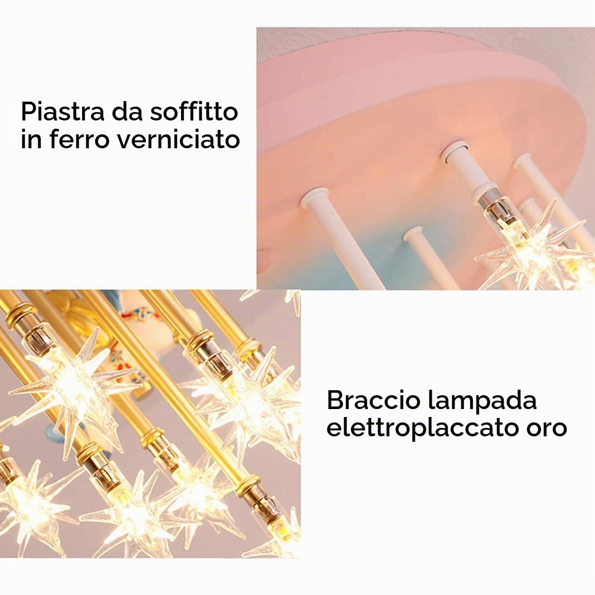 Plafoniera a LED,Lampada da soffitto della scuola materna Cartone animato Unicorno Creativo Camera dei bambini Lampadari Dimmerabile Decor Illuminazione Proteggi occhi Luci Ragazza moderna S