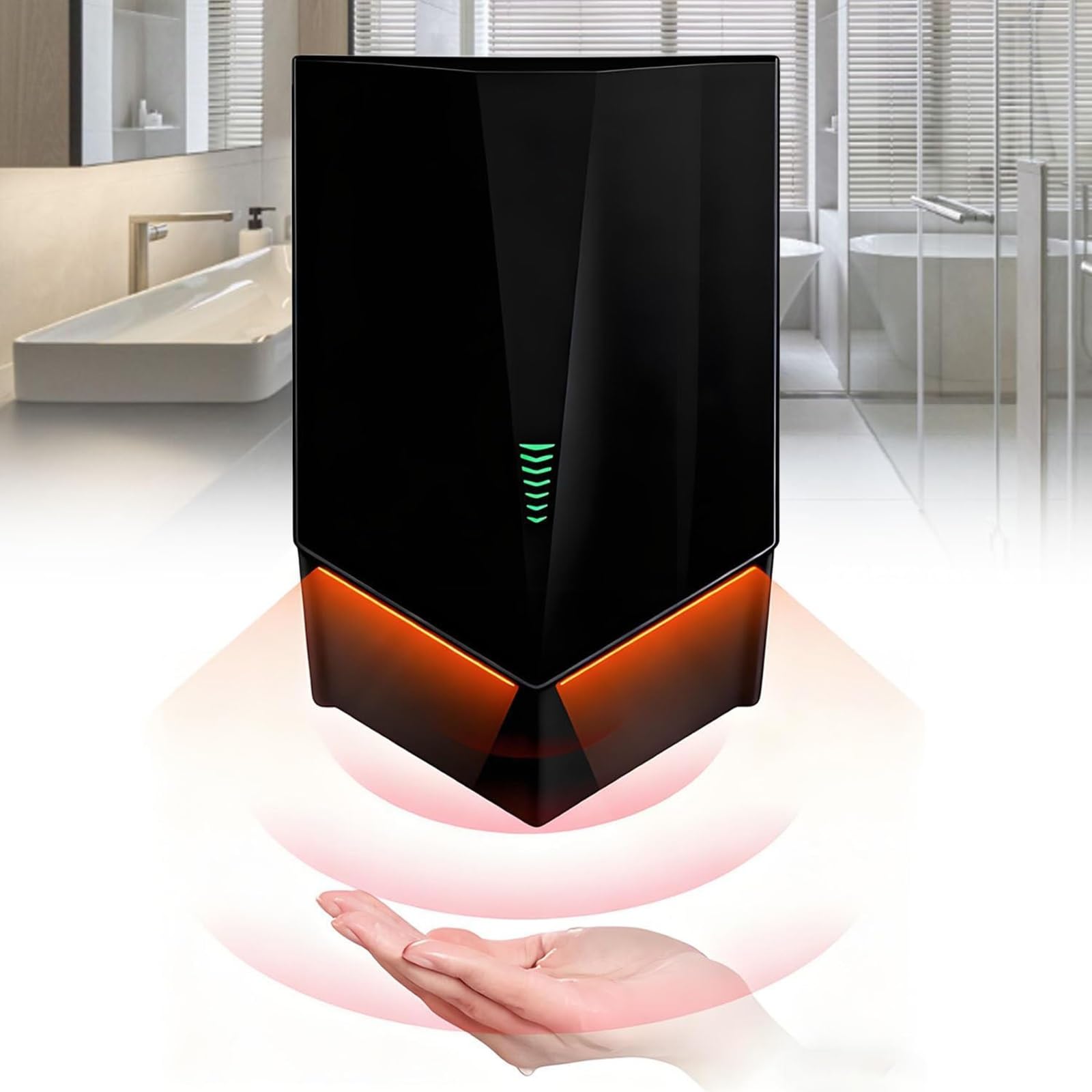 High-Speed Automatic Hand Dryer Fast Drying With Two-way Air Outlet, Commercial Wall Mounted Electric Hand Dryer, Infrared Sensor, Contactless Operation, For Kitchen, Bathroom, And Toilet(Black)