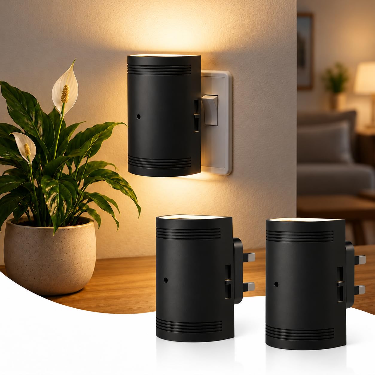 JandCase Night Light Plug in Wall, Dusk to Dawn Sensor, 2 Pack