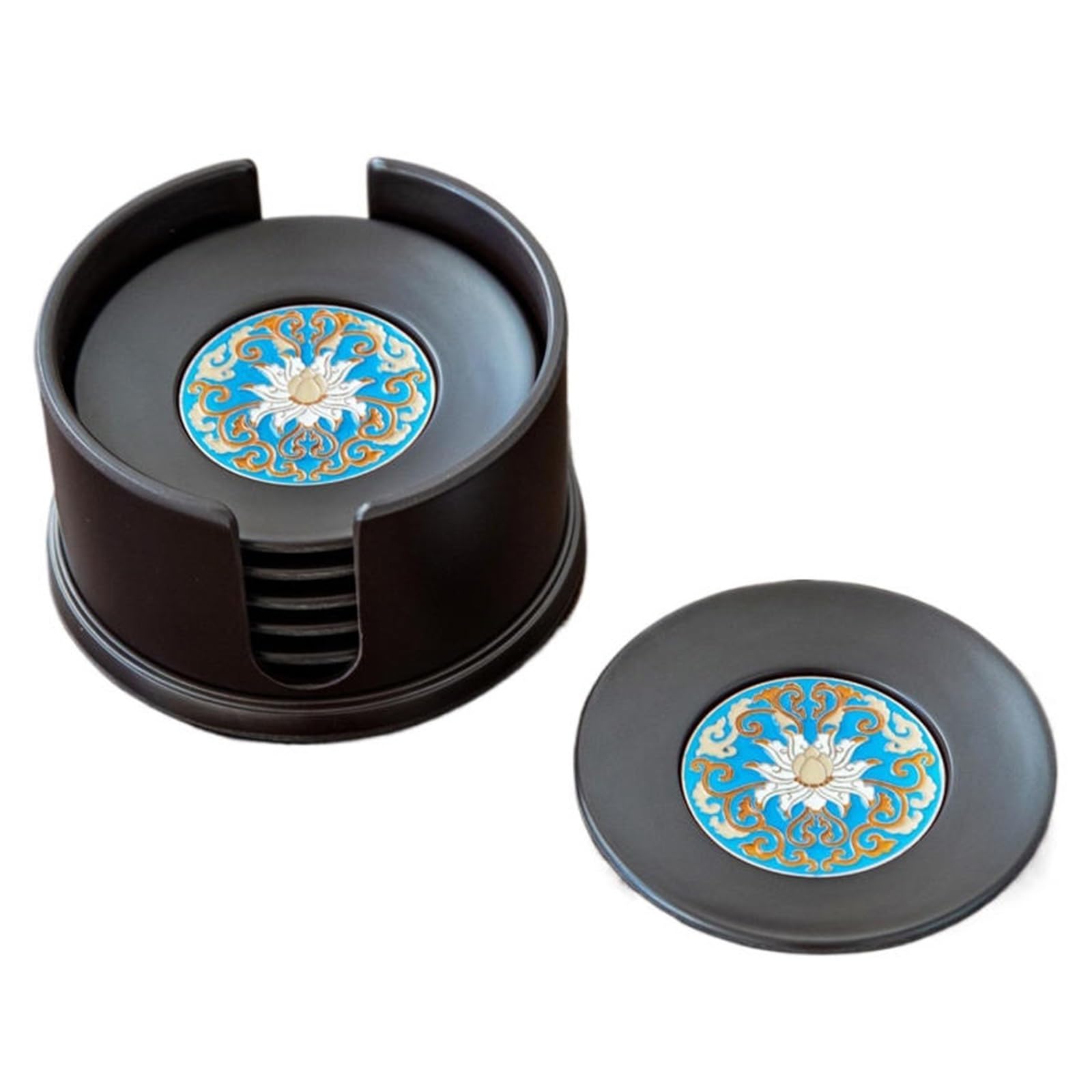 Posavasos té Kung Fu, Juego de 6 Posavasos Redondos, Accesorios la Ceremonia del té, protección contra el Calor, for Colocar Tazas de té en casa, la Oficina o el salón té(Brown)