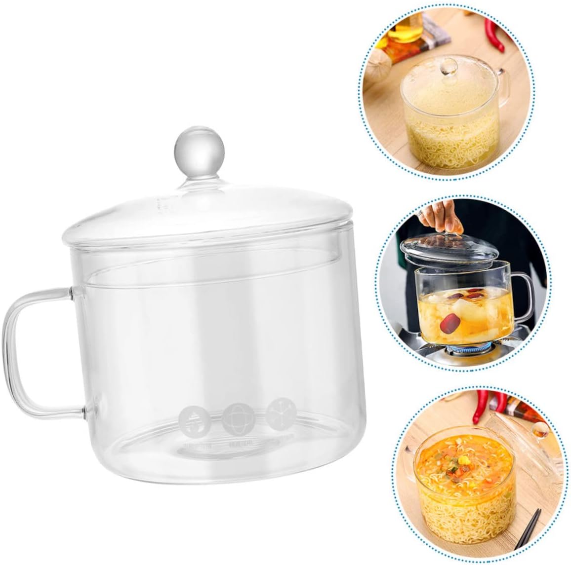 Heat Resistant Glass Saucepan Cooking Pot Lid Stewing Pot for Soup Noodles