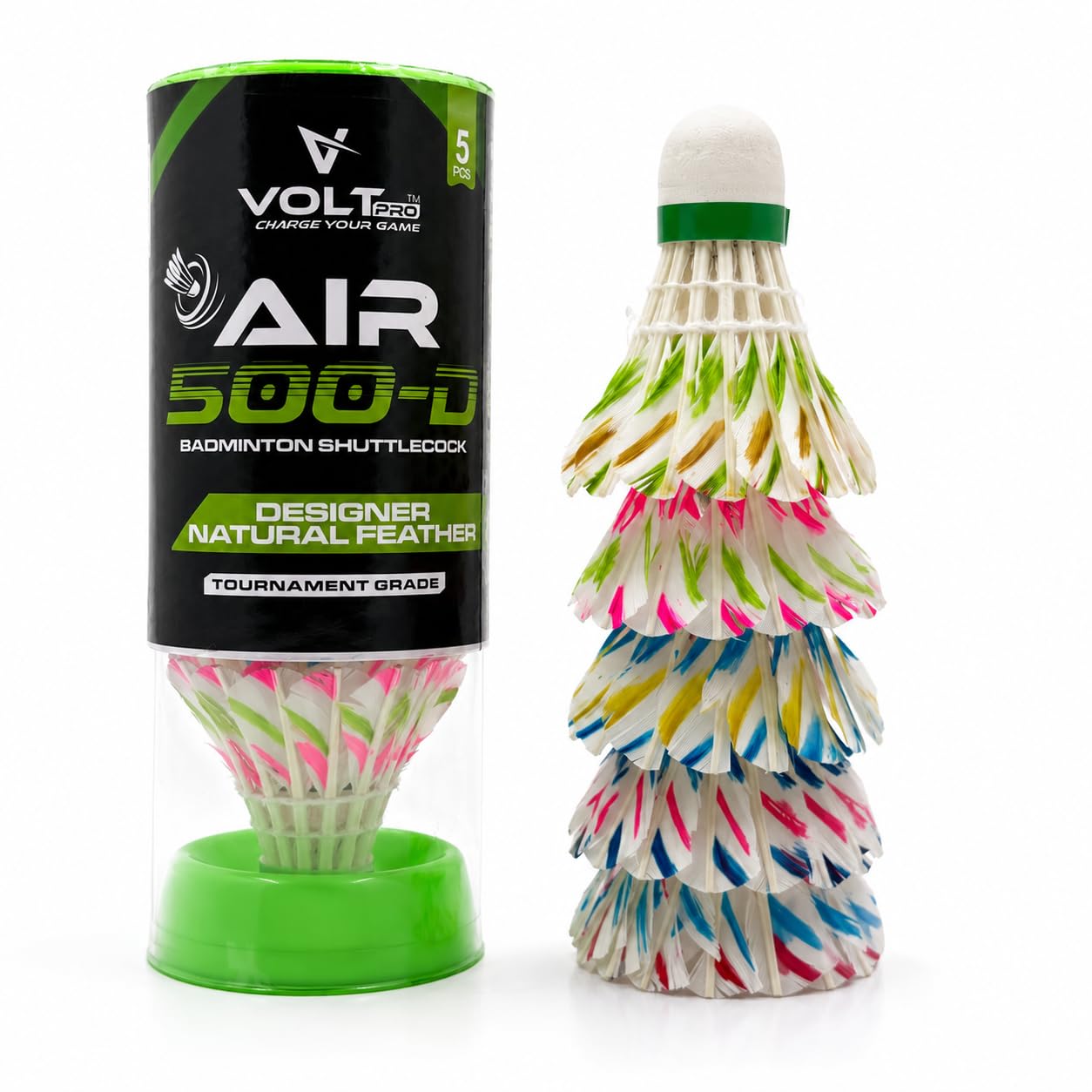 Feather Shuttlecock Colourful Design | Badminton Shuttlecock Set for Practice & Outdoor | Fast & Stable Flight Training Shuttlecock | (Pack of 5)-image-23