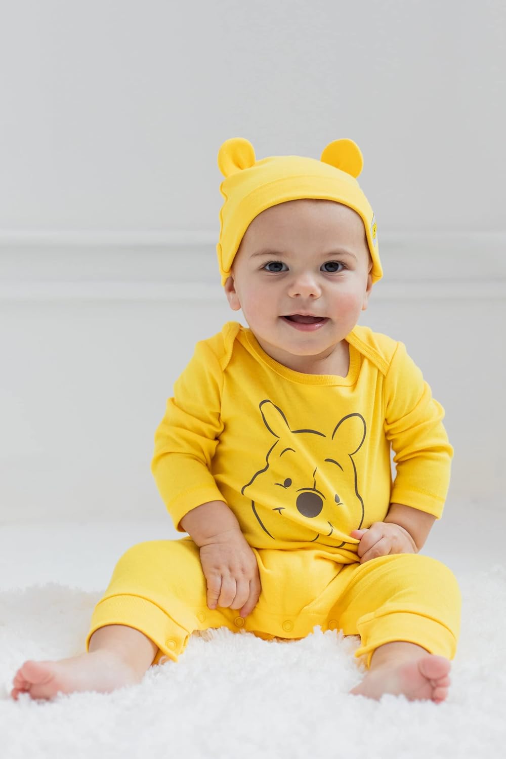 Disney Winnie the Pooh 101 Dalmatians Lion King Mickey Mouse Minnie Mouse Baby Snap Coverall and Hat Newborn to Infant