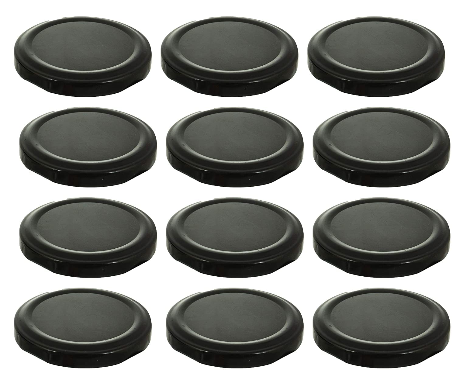 Mkd2 Rise Glass Jar Lids Only 63mm (Black, Set of 12) For 63 mm Mouth Jars, Rust-Proof, Leak Proof Airtight Metal Cap