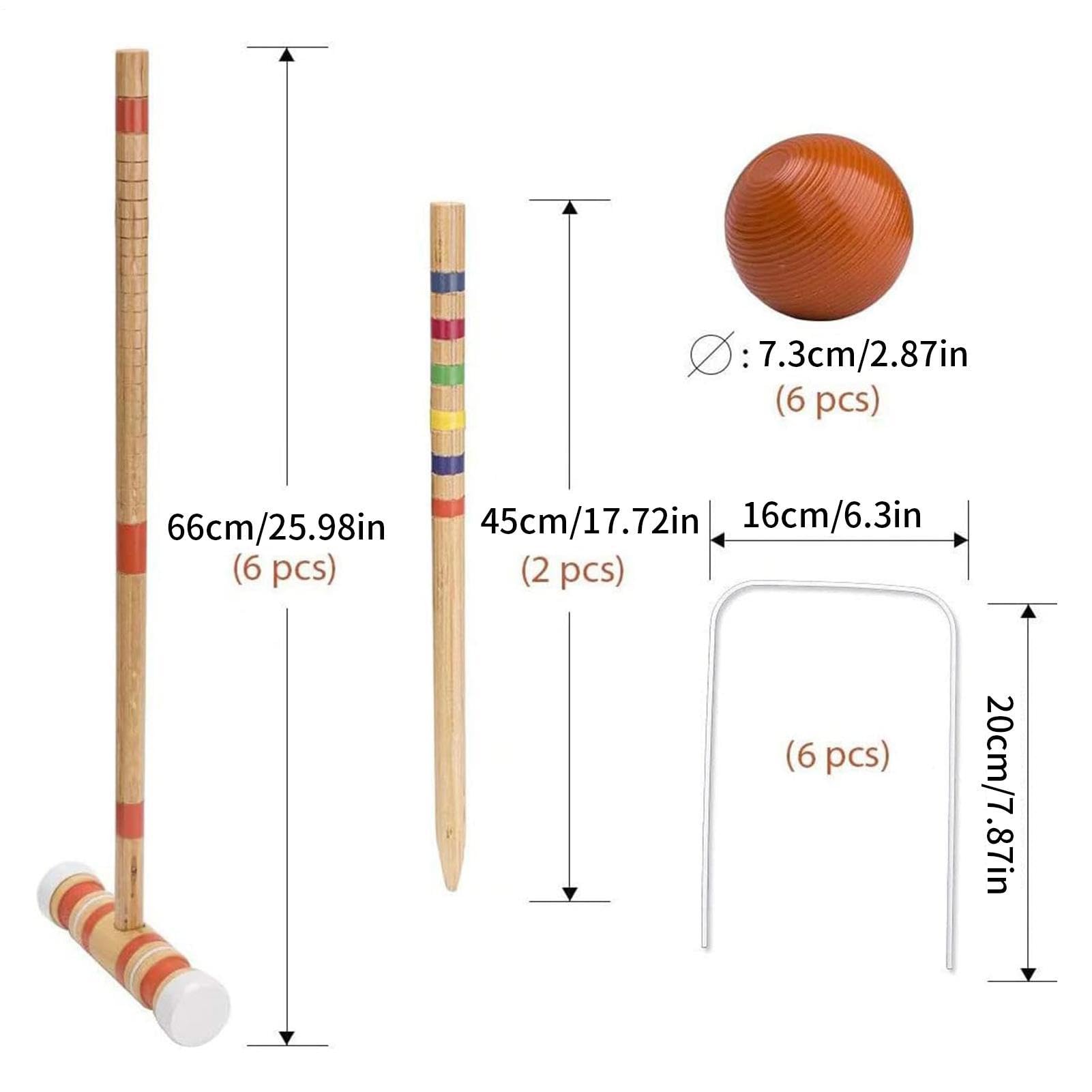 Juego de croquet: juego de croquet para 6 jugadores con de transporte | Juego de deportes de madera portátil, kit de bolos reutilizable para césped, patio trasero, parque El juego de croqu