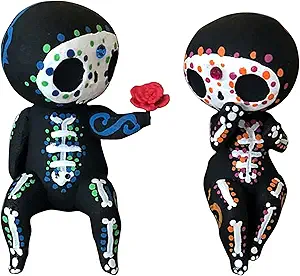 Sugar Skull Couple Statue, Sugar Skull Figurine,Resin Crafts Sugar Skull Decor,Skull Head Skeleton Figurine Statue Display Hand Crafts,Home Decor Collectible Figurines