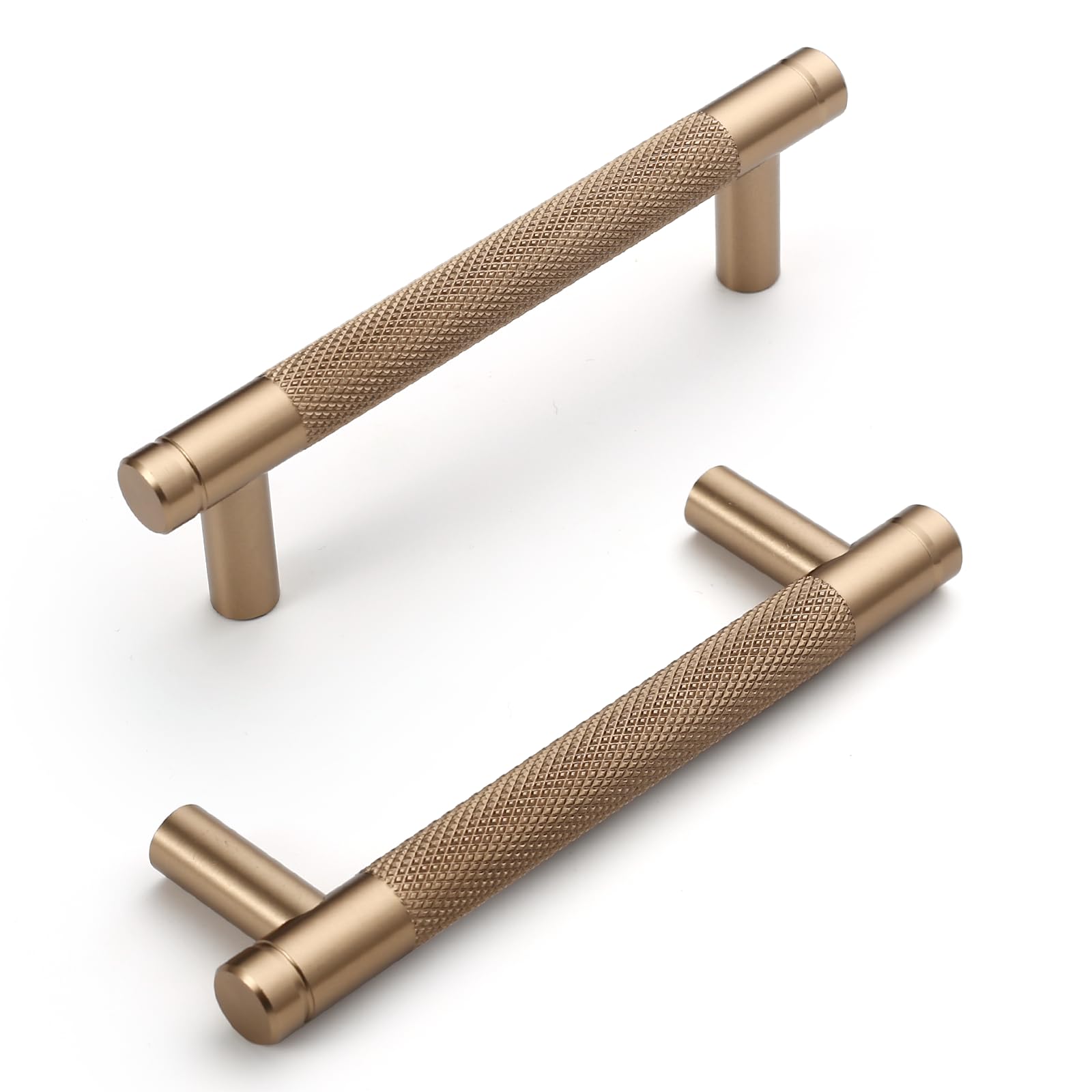 10 Pack 3.75 inch(96mm) Kitchen Cabinet Handles Champagne Bronze Knurled Cabinet Pulls Kitchen Cabinet Hardware Drawer Pulls for Dresser Cupboard Wardrobe
