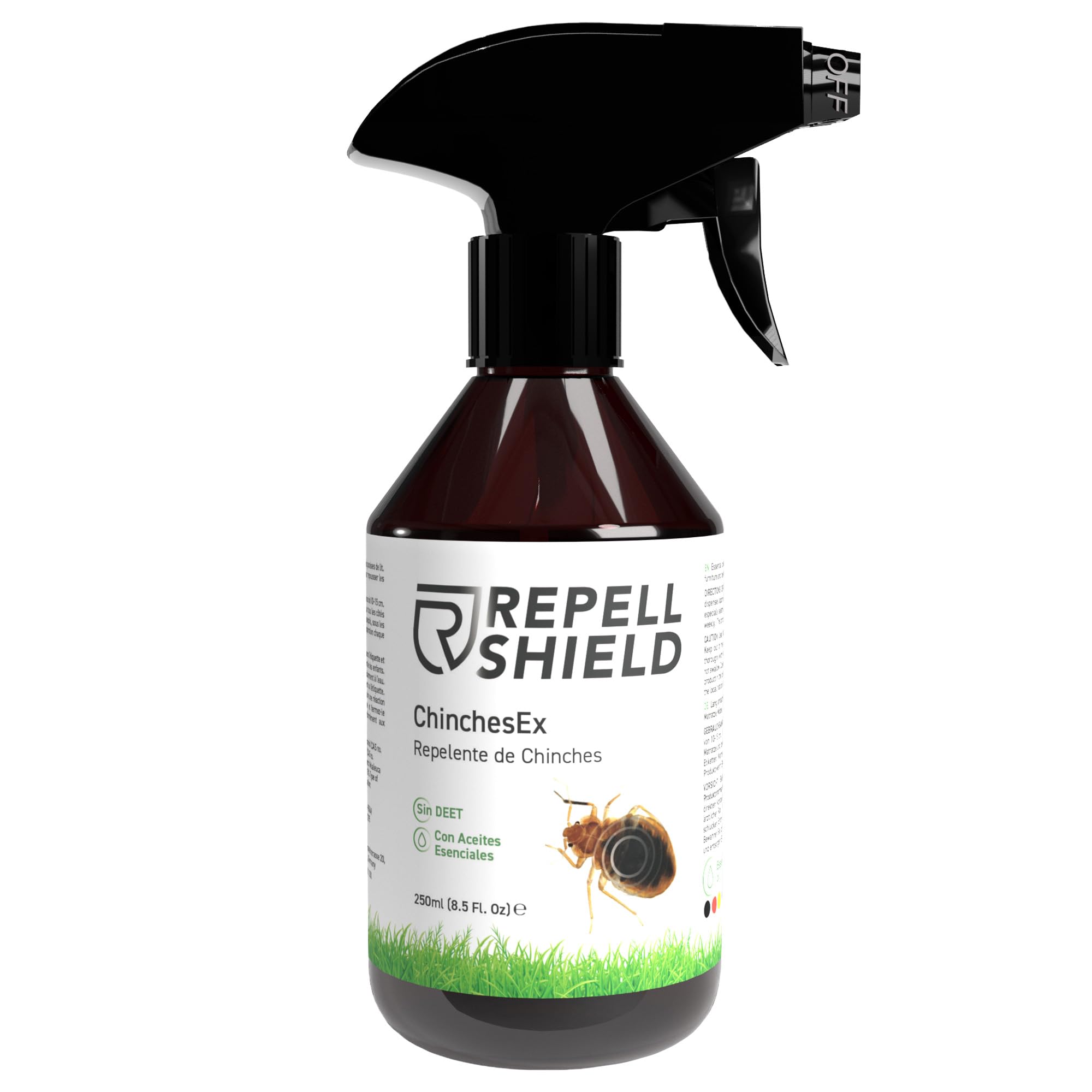 RepellShield Spray Antiacaros y Chinches para Colchón, Piel, Ropa, Sábanas, Sofá, 250ml - Fórmula Anti Acaros Eliminar - Alternativa Natural al Insecticida Chinches Cama
