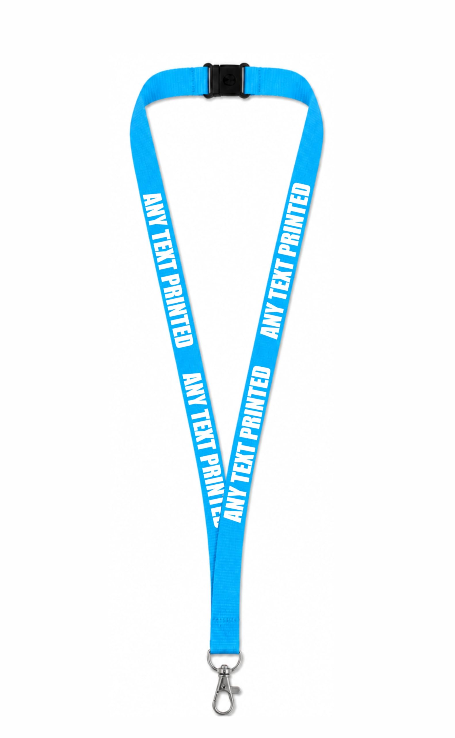 Hands Off Personalised Printed Lanyard, Custom Text Neck Strap for ID Card, Name Badge or Keys (Light Blue)