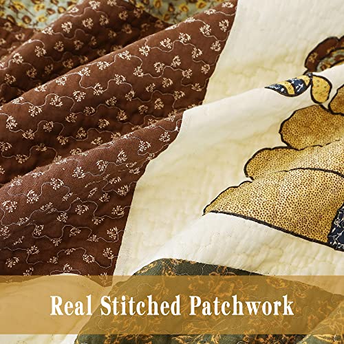Evenhug 100% Cotton Rustic Cabin Quilt Set Queen Size Lightweight Cotton Queen Bedspread Real Stitched Patchwork Bed Coverlet, Bed Cover Set With Pillow Shams All Seasons For Home(Sheep, Queen) #TOP3