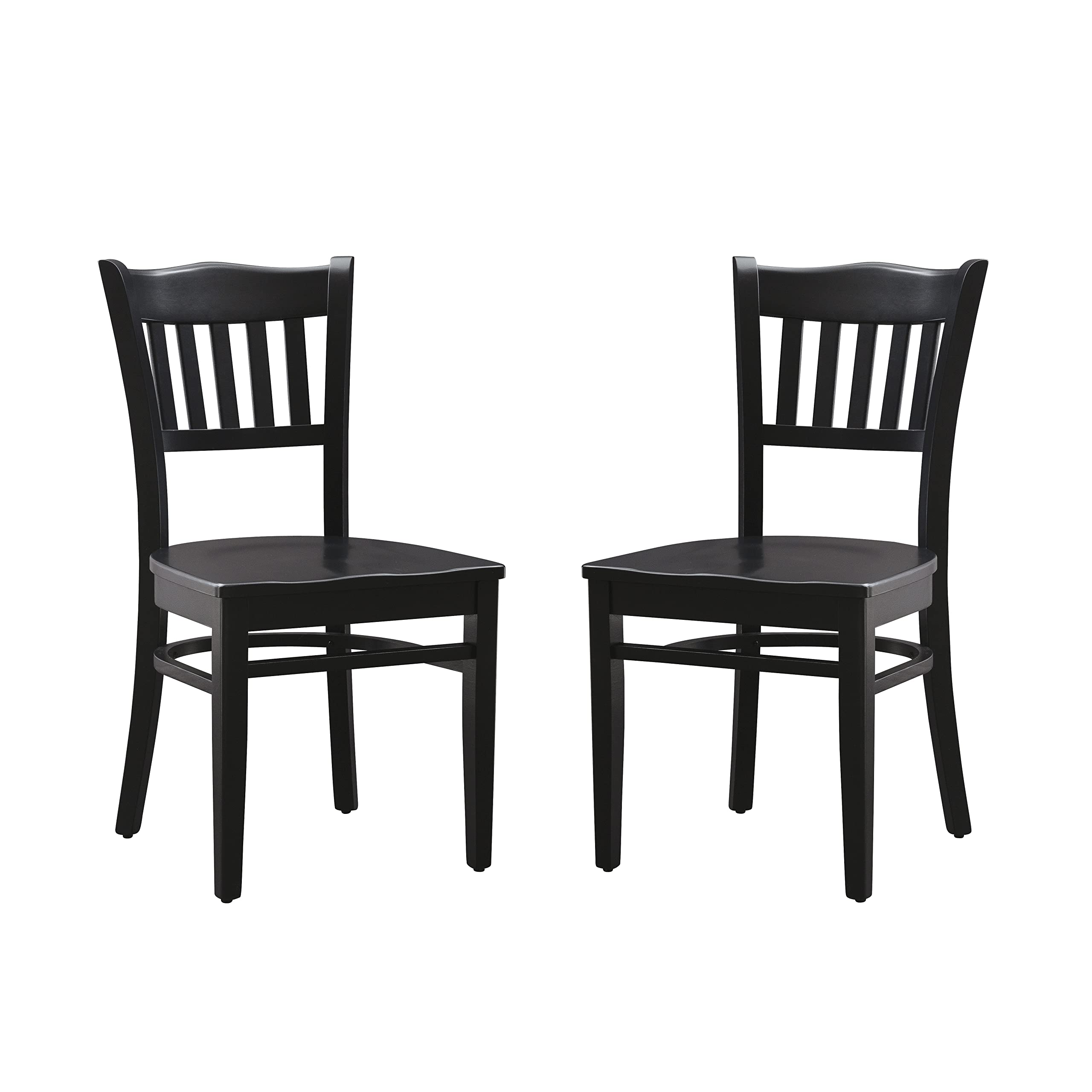 Linon Black Bakker Finished Slat Back Fully Assembled Set of 2 Side Chairs, Dining Height