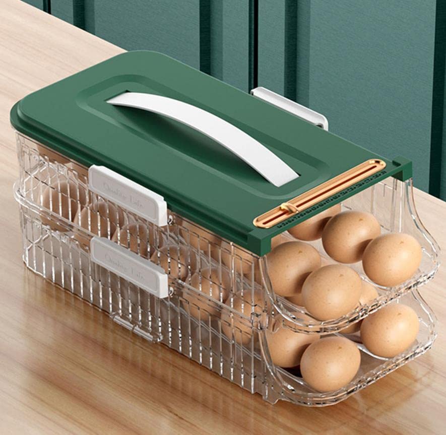 Soporte para huevos para refrigerador, soporte para huevos con tapa, contenedor de almacenamiento de huevos, organizador de huevos apilable, caja de almacenamiento de huevos de plástico, diseño des