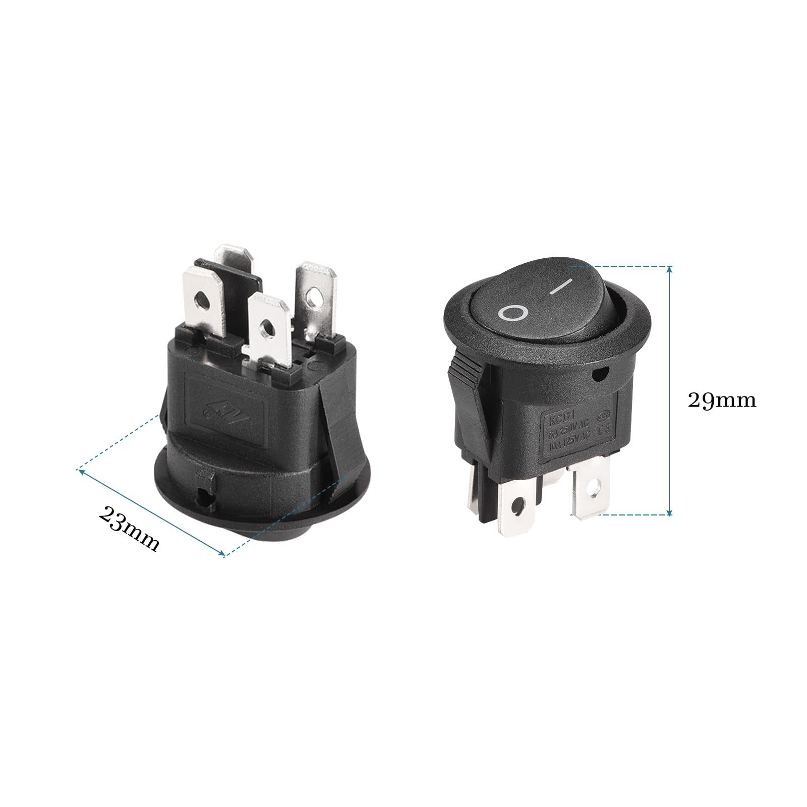 QUARKZMAN 4 Pasador 2 Posición Balancín Alternar Interruptor x 2uds 125V Redondo Barco Balancín Interruptor Broche para Coche Auto Barco Electrodomésticos, [Negro]
