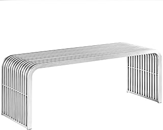 Modway Pipe Contemporary Modern Stainless Steel Metal Bench, 47