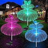 Solar Garden Lights Waterproof Newest Solar Outdoor Lights Double Layer Fiber Optic Jellyfish Lights for for Patio Pathway Lawn Party Wedding Landscape Decorations Decorations 3 Pack