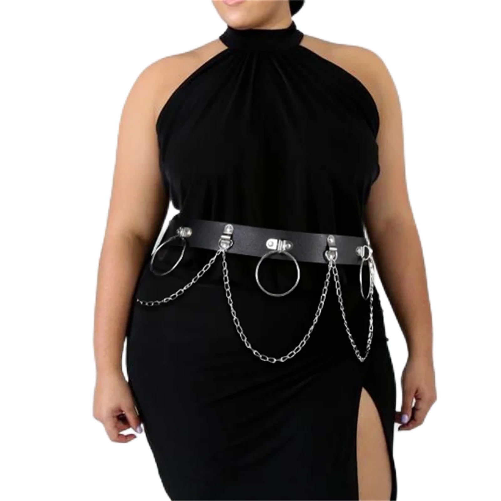 LYJZYXGS Plus Size Women Fashion Leather Harness Waist Belt Studded Decor Decorative Harness Straps Suspenders For Women Gothic Clothing, Adjustable,
