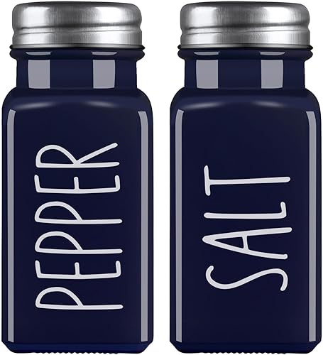 Juego de saleros y pimenteros azul marino, bonito salero de cristal para cocina y mesa, RV, campamento, barbacoa, decoración de cocina azul y