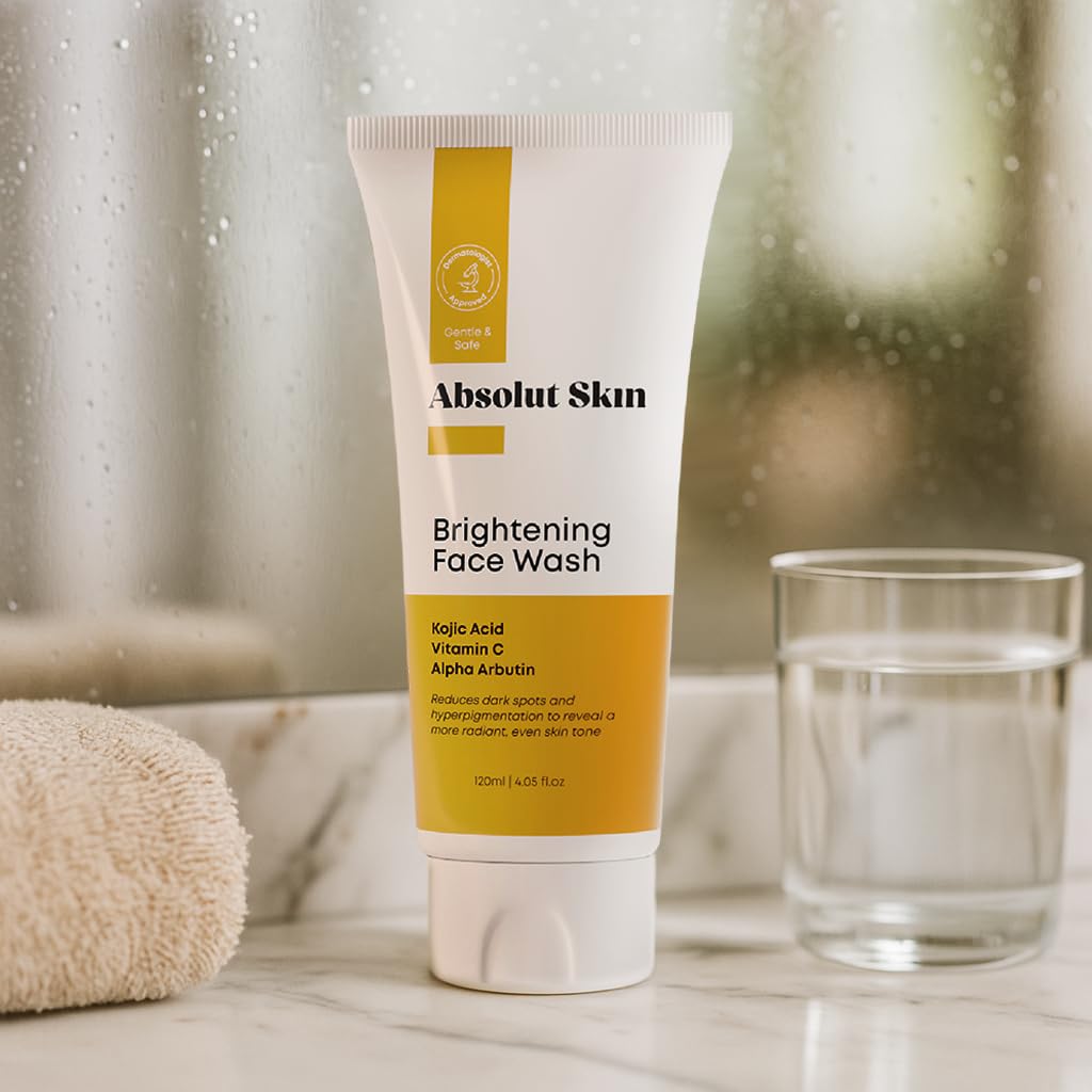 AbsolutSkin Brightening Face Wash – Gentle Daily Cleanser with Kojic Acid, Vitamin C & Alpha Arbutin – Fades Dark Spots & Evens Skin Tone – 120ml - Image 9