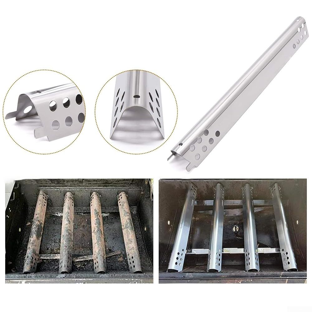 Kit Riparazione Griglia Gas Acciaio Inox 4 Bruciatori 4 per Scudi | 4 bruciatori inossidabili, 4 piastre termiche, 3 tubi crossover, 2 accenditori, soluzione di riparazione completa