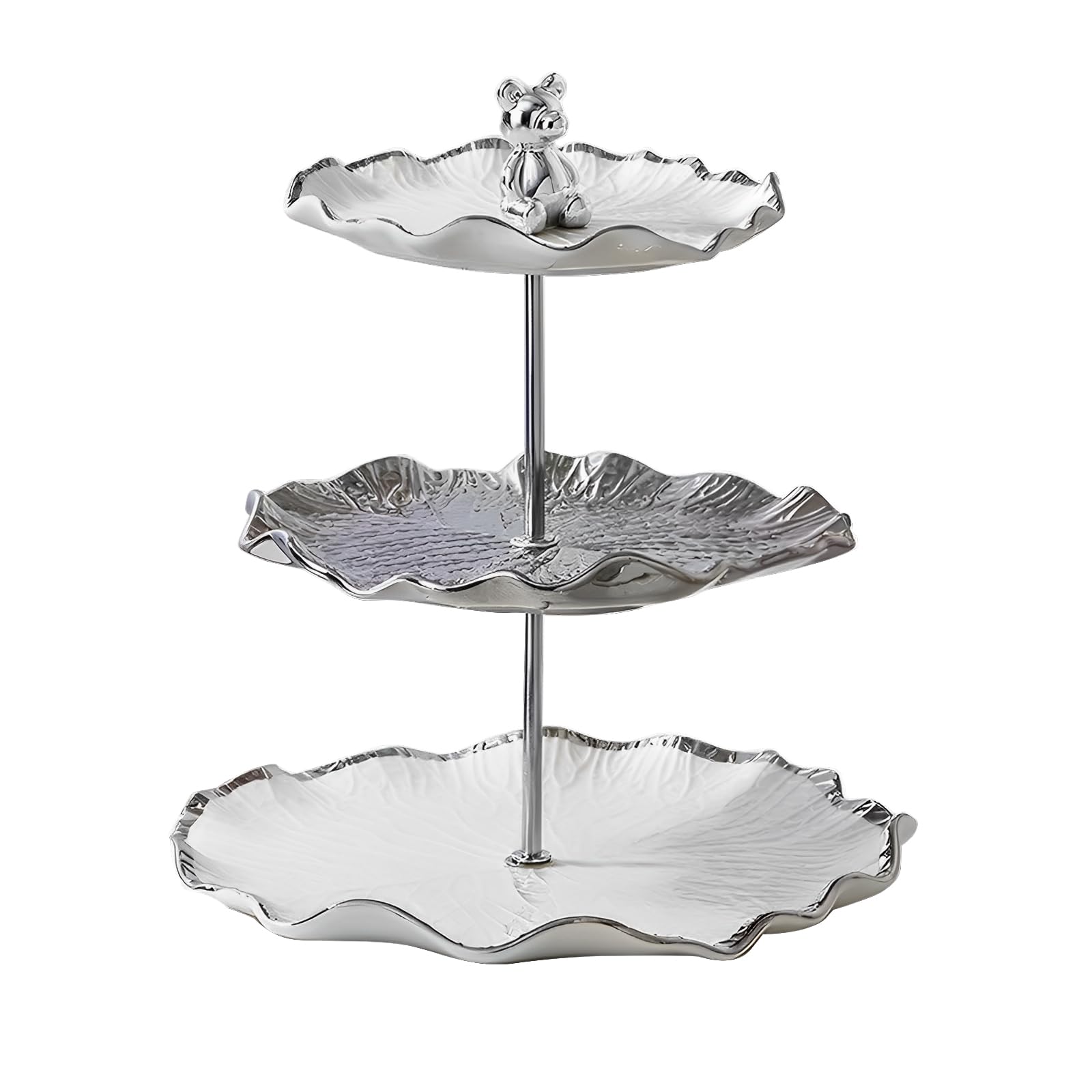 Meetoz White-A 3 Tier Dessert Cake Stand, Afternoon Tea Stand, Porcelain Dessert Tower, Tea Sandwich Stand, Tiered Plate Stand, Tiered Plate Stand, Tea Party Tray