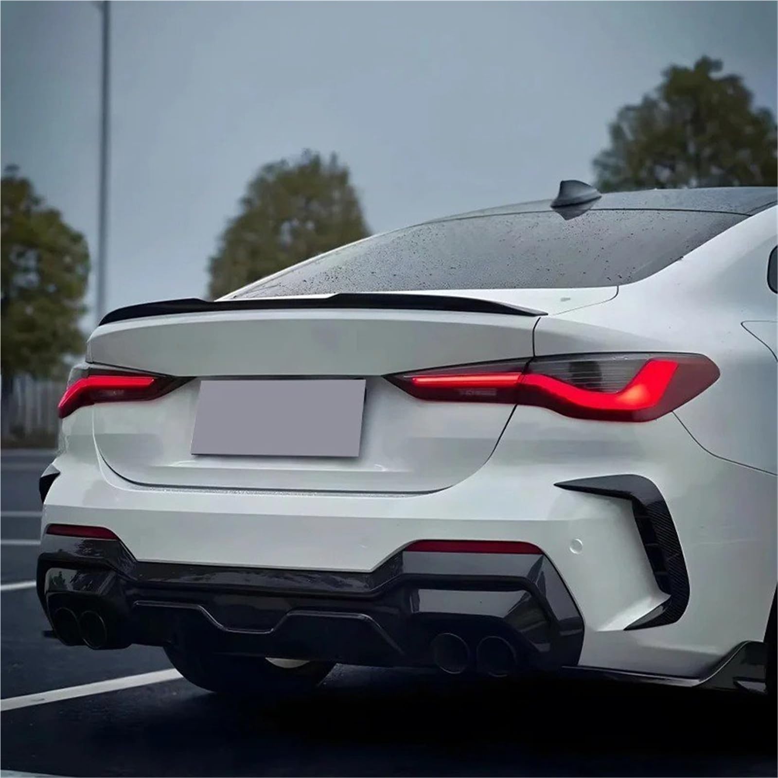 Dla B&MW Seria 4 G22 420i 430i 420d 430d M440i M440d 2019-2024 Spoiler Bagażnika Lotka Tylny Skrzydło Na Klapie Akcesoria Modyfikacji Spojler Tylny Trunk Wing(Bright black)