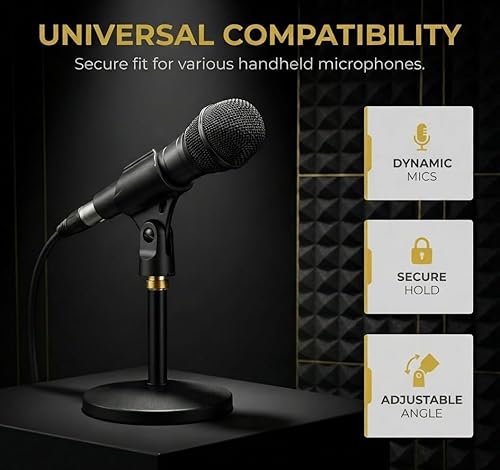 Miniatura 7 de Universal Microphone Clip Holder, Comes with 5/8" Male to 3/8" Female Screw Adapter Suitable for Handheld Microphones, 2-Pack