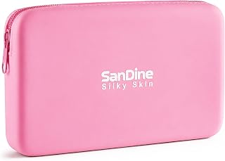 Sandine 실리콘 화장품 가방 - 방수 여행용 메이크업 파우치 - 여성 및 남성용 식품 등급 실리콘 세면도구 정리함 - 컴팩트하고 세련된 다기능 보관, 핑크