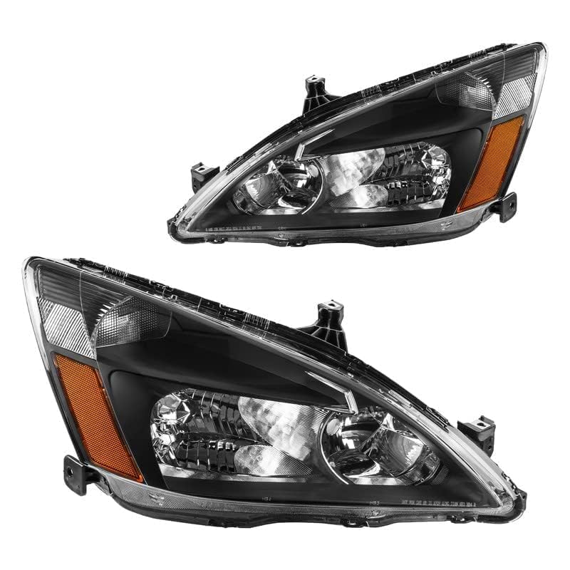 Photo 1 of PHILTOP Headlight Assembly, Black Headlights Replacement Compatible with Accord 2003-2007 Amber Reflector Clear Lens Color
