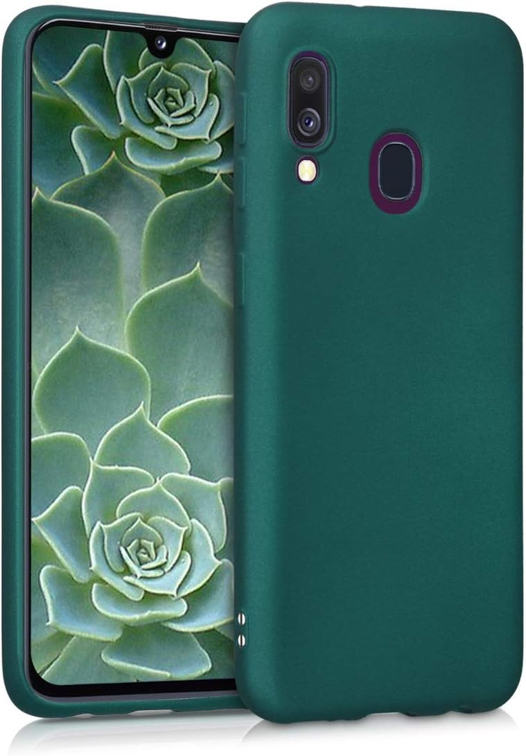 kwmobile etui z tworzywa TPU kompatybilne z modelem Samsung Galaxy A40, miękkie, cienkie, gładkie elastyczne etui ochronne, metaliczne ciemnozielone