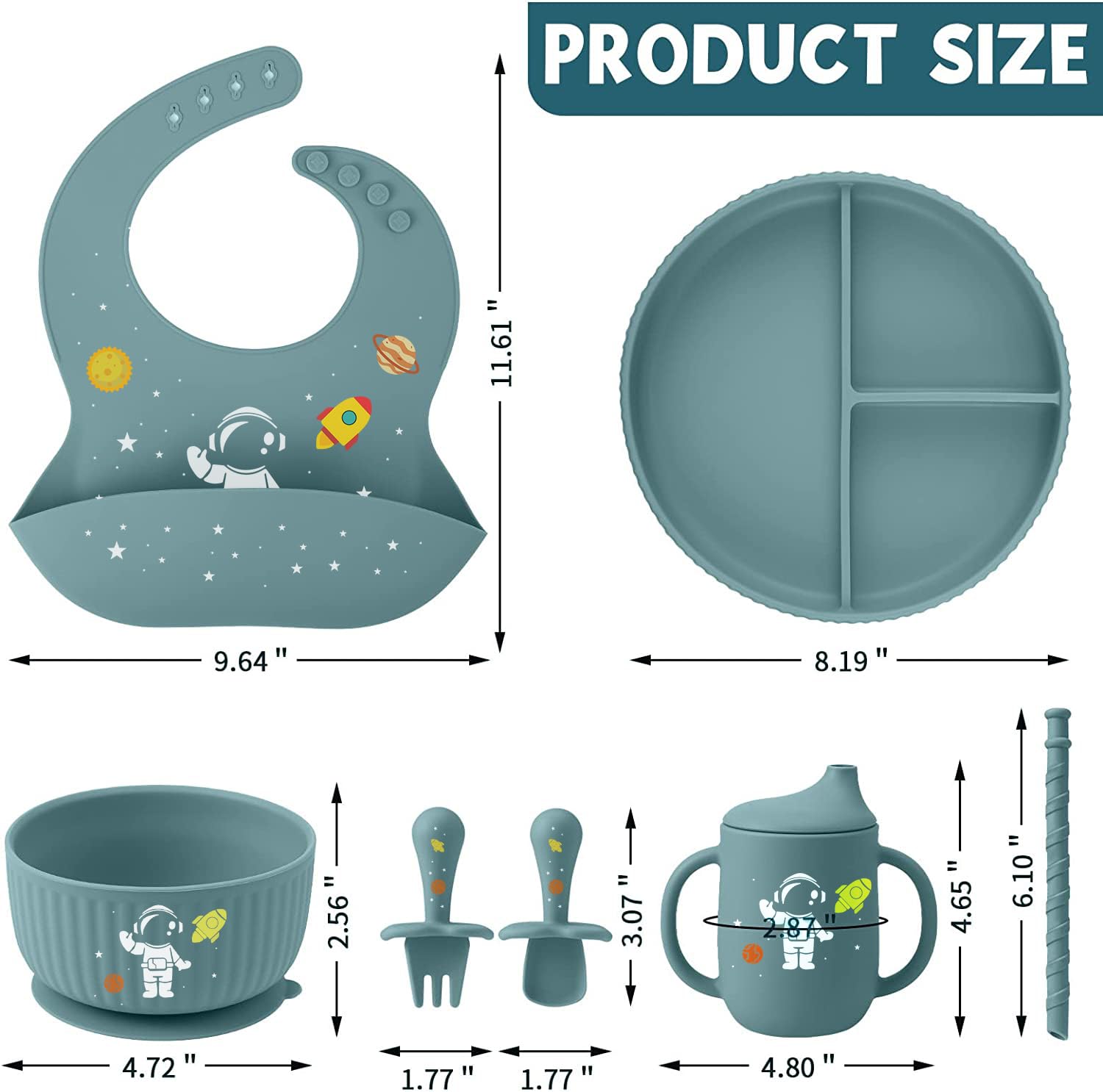 Baby Weaning Set including Pattern, Suction Bowls Sets, Silicone Baby Feeding Set - Image 2