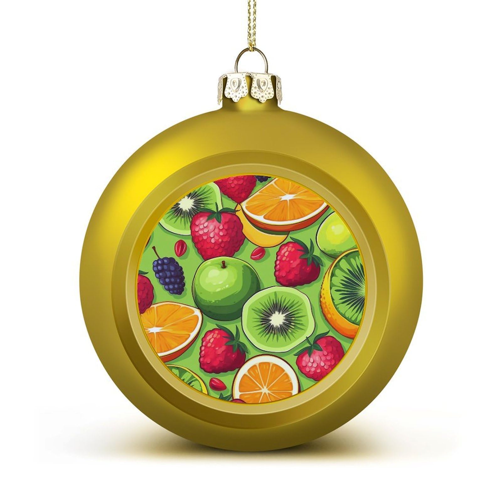 Various Fruits Christmas Balls Ornaments for Xmas Christmas Tree 1.6" Hanging Shatterproof Xmas Balls Hanging Decor Pendants for Holiday Party Outdoor Indoor DIY Craft Supplies