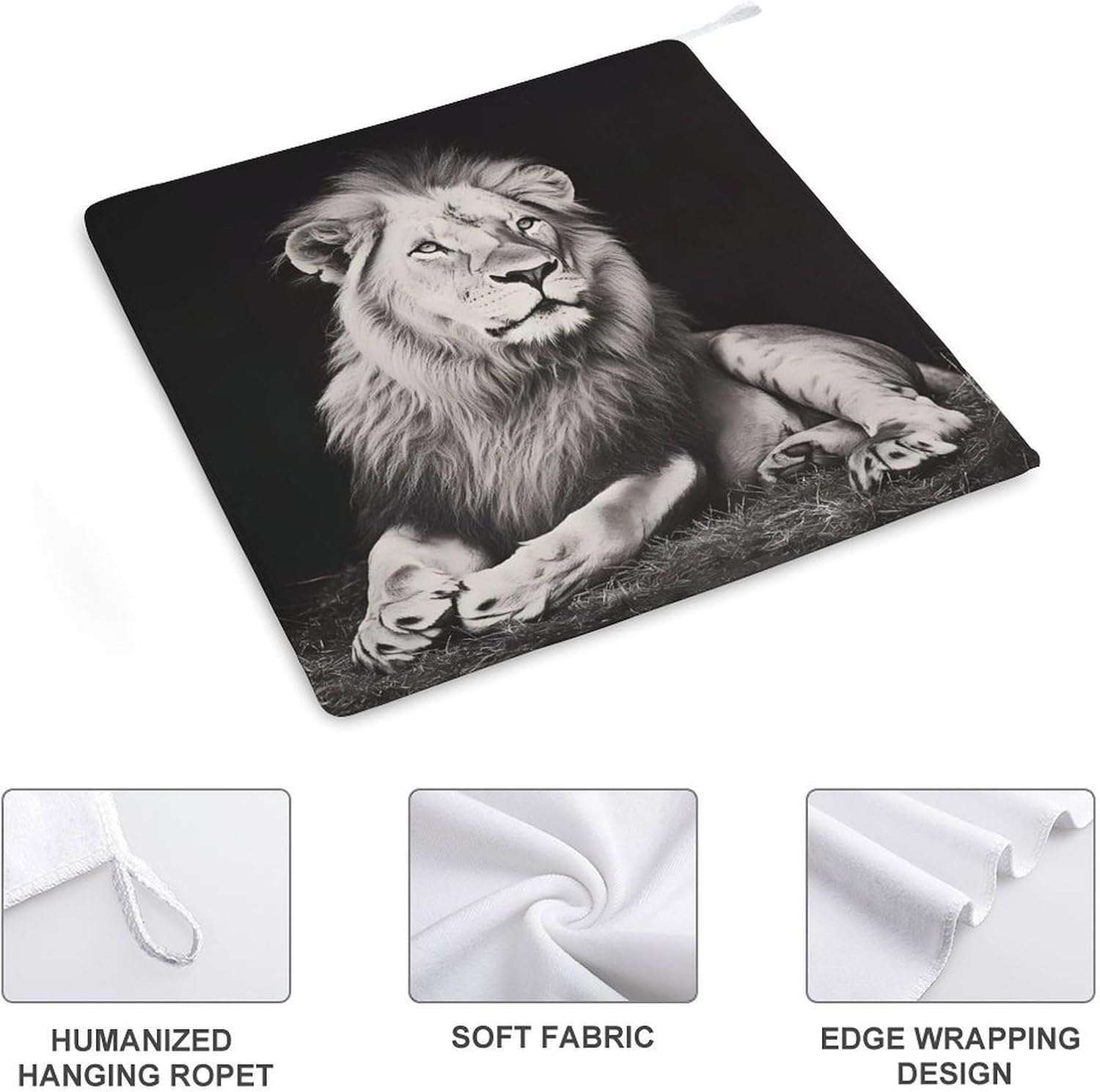 Black and White Liones Towel Hand Towels Decorative Towel for Bathroom Kitchen Shower Gym 4PCS