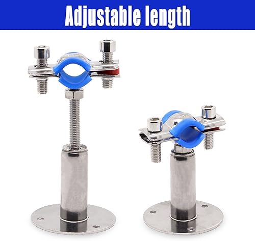 Miniatura 3 de Abrazaderas de tubería de montaje en pared, de acero inoxidable, soporte de tubo de montaje en techo de altura ajustable, abrazadera de correa de