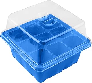 Caja de plástico para plantas vegetales con 9 agujeros, para vivero de frutas, hidratante y aislante, con tapa, color azul y morado, 1 unidad/2 unidades