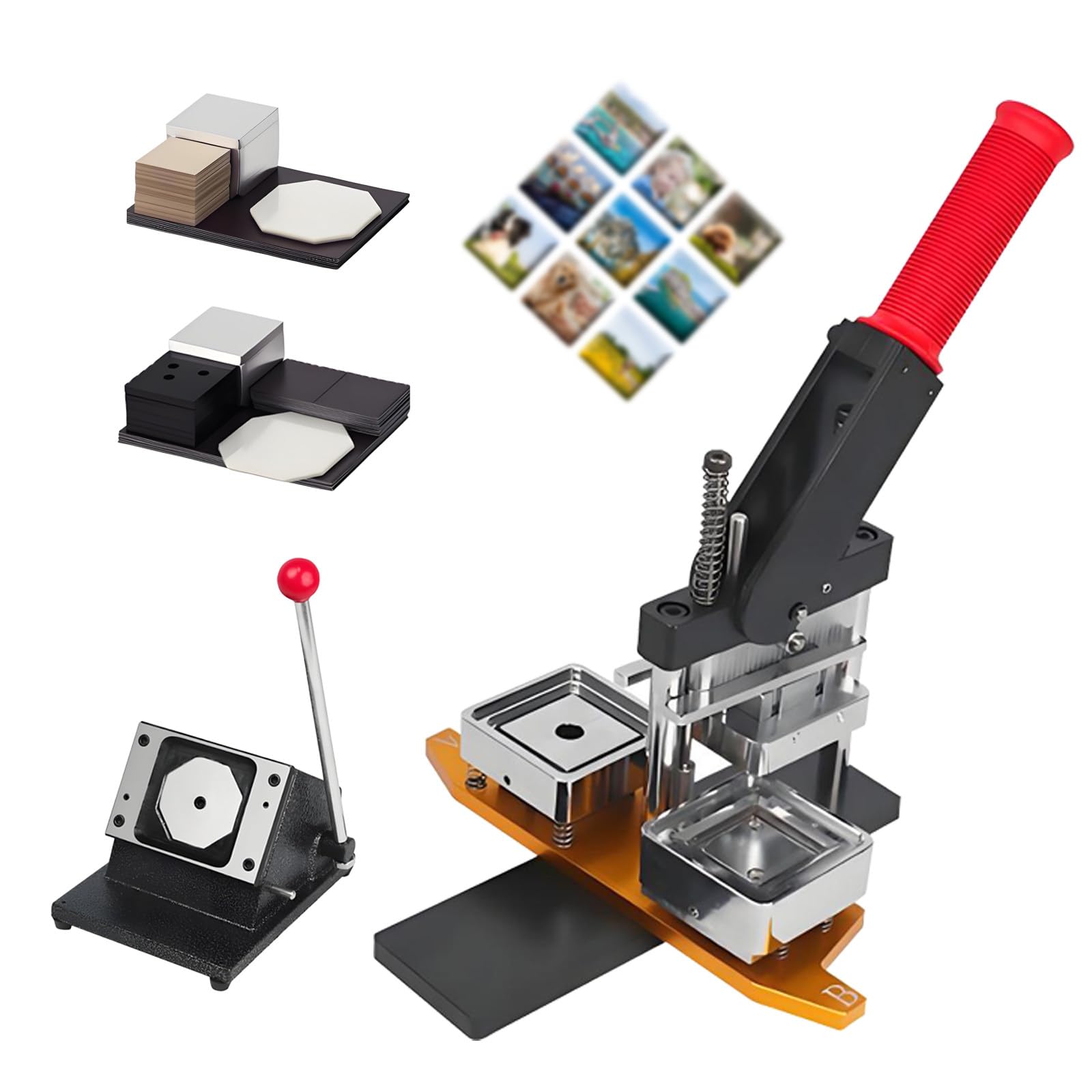 OLSKFUH Fridge Magnet Maker Machine Kit With Press Machine, Paper Cutter, And Consumables For Custom Photo Magnets,63.5 * 63.5-Acrylic