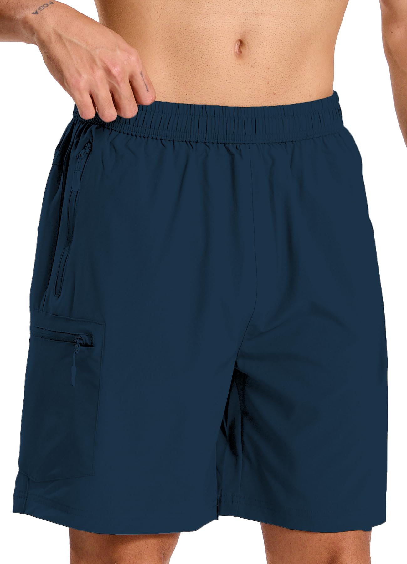 Mens Hybrid Shorts for Running Athletic Hiking Sports Workout Quick Dry Lightweight Breathable with 4 Zipper Pocket