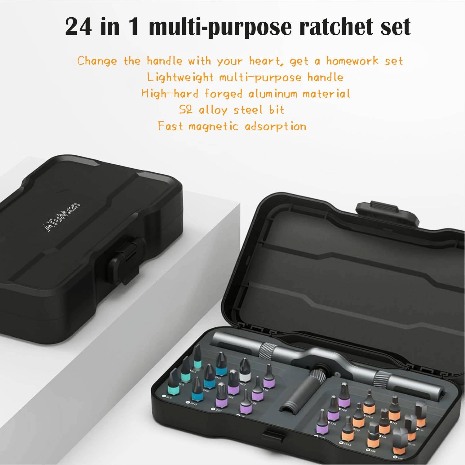 Set di cacciaviti magnetici 24 in 1, mini cacciavite di precisione, smontabile, auto-assemblaggio, kit di strumenti di precisione fai da te per mobili, computer, laptop, PC e biciclette