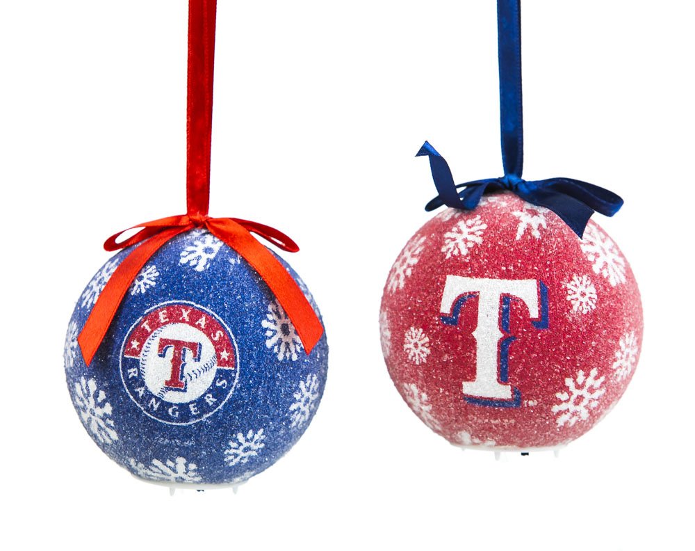 MLB 6 Piece LED Boxed Ornament Set MLB Team: Texas Rangers