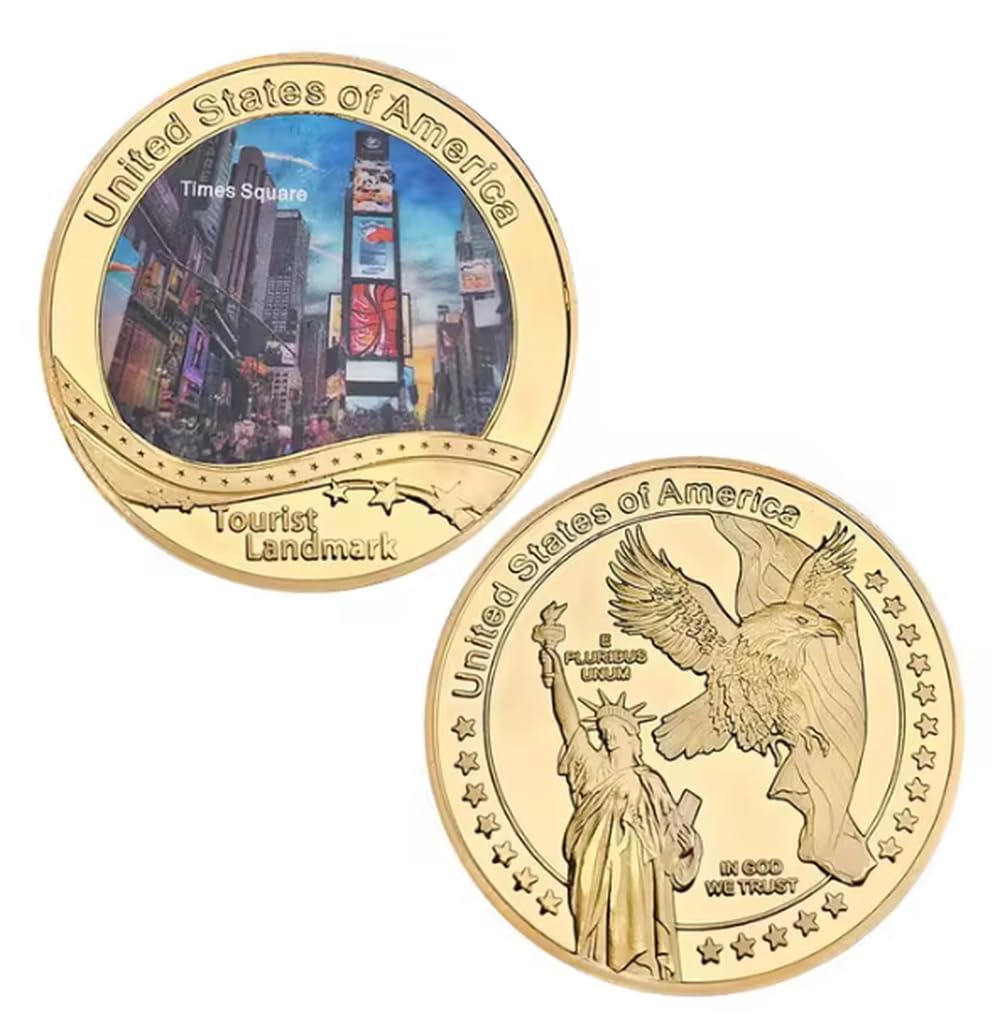 Monedas Conmemorativas Monumentos Turísticos Americanos Arquitectura Moneda De Desafío Moneda Coleccionable Chapada En Oro Moneda Conmemorativa Regalo De Recuerdo 5 Piezas/Juego