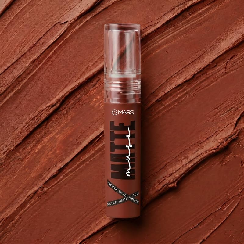 Image of MARS Matte Muse Mousse Lipstick (3ml) (14-RUNWAY QUEEN) with Doe-Foot Applicator | Highly Pigmented | Smooth Texture | Hydrating Formula | Blurry Lips Effect