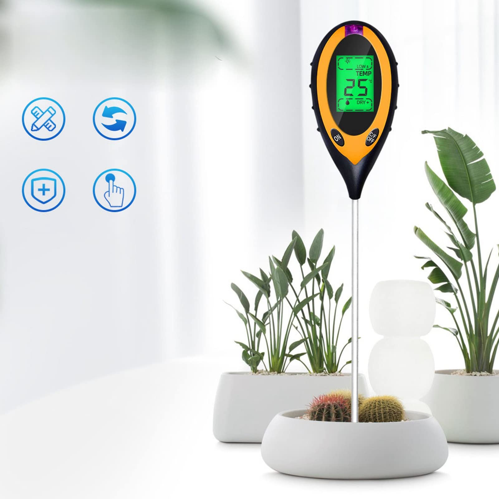4-in-1 Digitale Grondtester Met LCD-achtergrondverlichting Voor Vocht 175 Mm Sonde Voor Plants Mm2