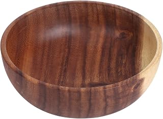 Wooden Salad Bowl Serving Bowl Wood 8.7x3 Inches Handmade Wooden with Smooth Surface for Sushi Salad Fruit Rice Kitchen Restaurant