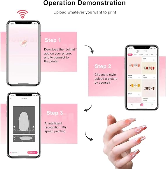 Intelligent 3D Nail Painting Machine, 4800 DPI Portable Digital Mobile Art Printer, Support APP/DIY, Endless Customization, Professional Equipment for Beauty & Personal Care
