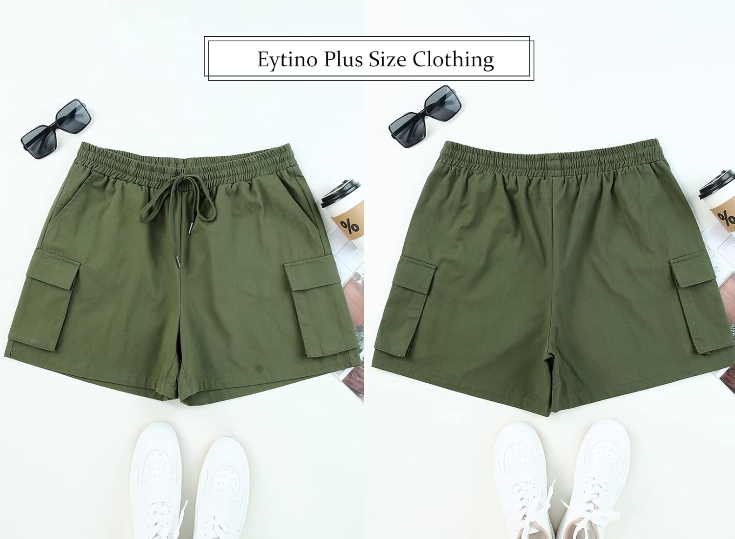 Eytino Womens Plus Size Hiking Cargo Shorts Lightweight Active Athletic Shorts Running Summer Shorts with Pockets(1X-5X) - Image 4