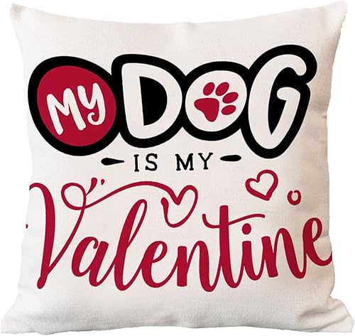 Miniatura 5 de My Dog is My Valentine - Funda de almohada romántica rosa para el día de San Valentín, boda, compromiso, aniversario, funda de cojín cuadrada,
