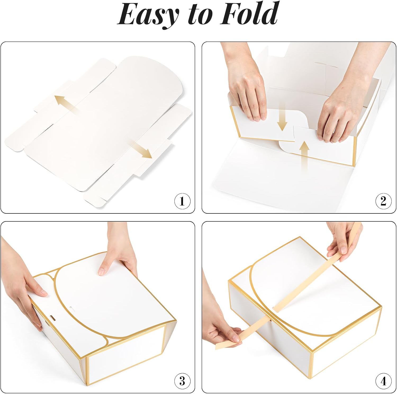 Kucoele Gift Boxes with Lids, White, 15 PCS, 10.6 x 7.8 x 3.1 Inches | with Gold Trim, with Ribbons, Bridesmaid Groomsman Proposal Boxes, For Weddings, Birthdays, Parties & Bridal Shower